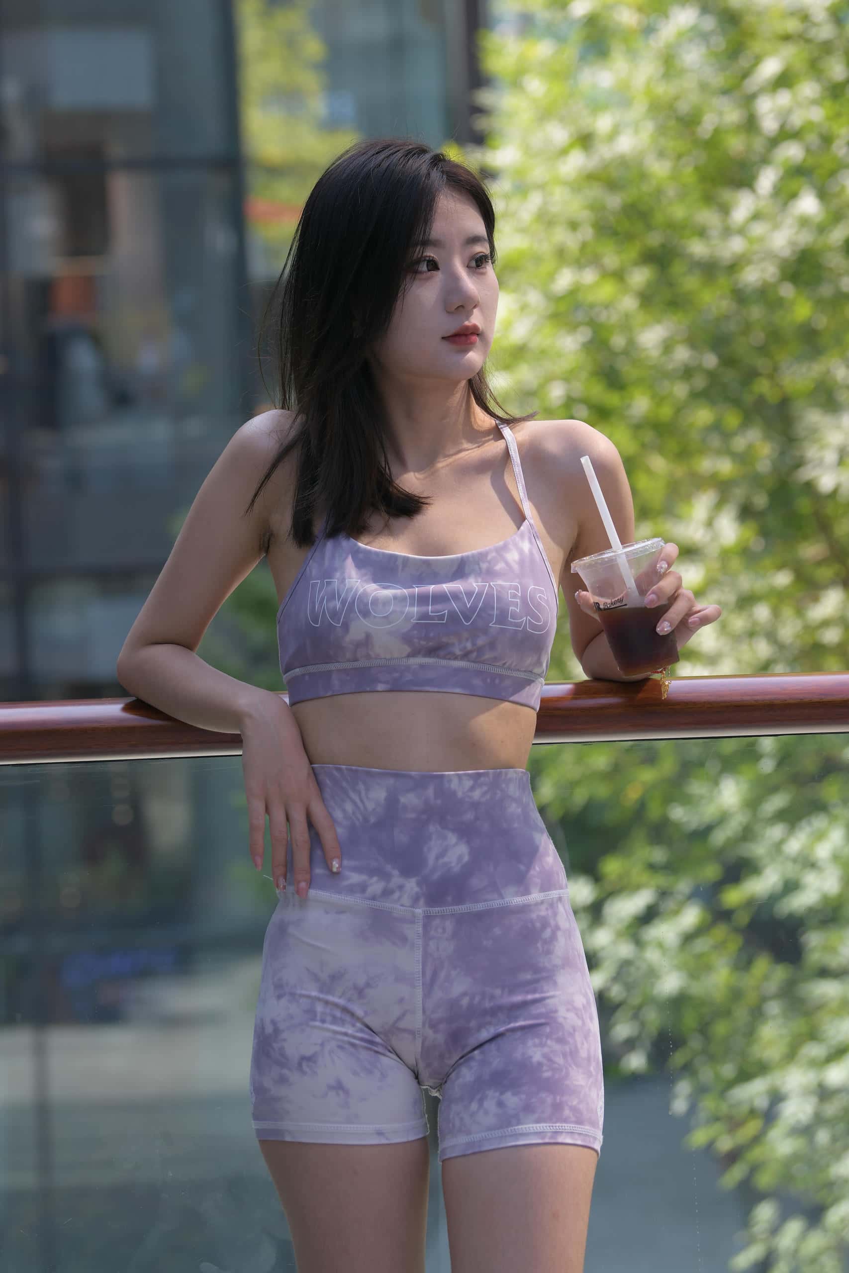 图片[3]-紫粉扎染紧身短裤美眉 【648P】J8295-小鹿图库